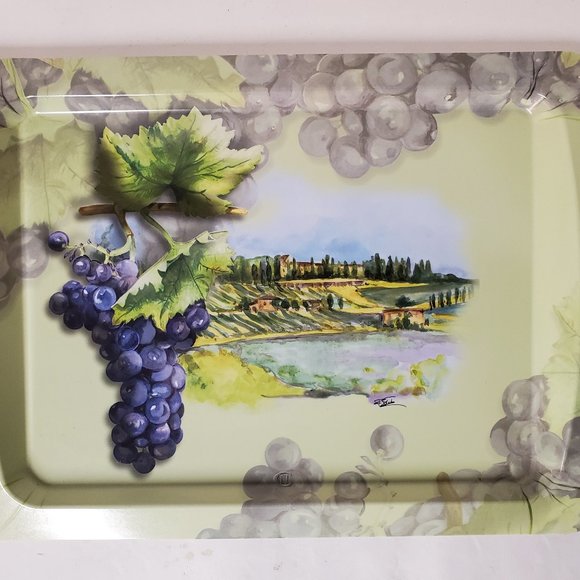 Large Serving Tray Tuscany Grape Vines 20 x 14" Rectangular - Picture 2 of 8